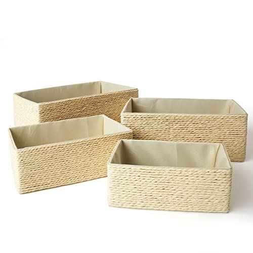 Storage Wicker Baskets for Bathroom Organizing Set of 4