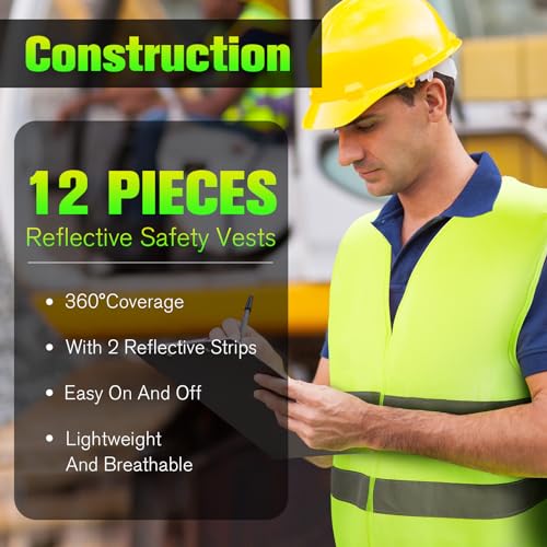 12 20 Pcs Safety Vest Bulk High Visibility Reflective Vest