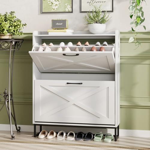 Shoe Storage Cabinet with Flip Drawers