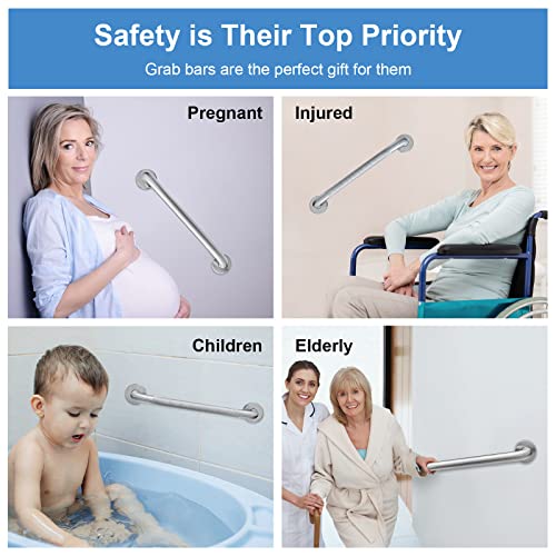 2 Pack Shower Grab Bar 304 Stainless Steel Bathroom Grab Bar Handle Bathroom Shower Balance Bar Safety Hand Rail Support Handicap Elderly Senior Gravida Assist Bath Handle