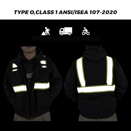 Safety Vest High Visibility Reflective Fleece Winter Vest for Men with Pockets Hi Vis Construction Work Vest