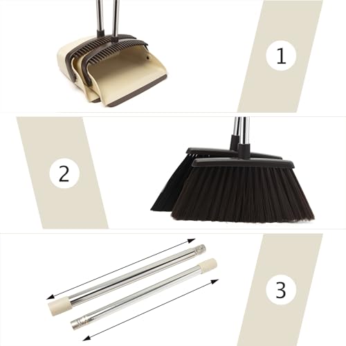 Broom and Dustpan Set with Long Handle