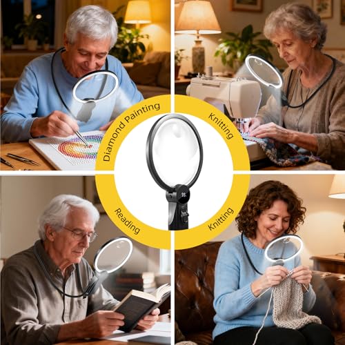 Hands Free Magnifying Glass with Light for Close Work