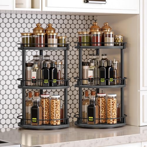 Spice Rack Set of 2 Lazy Susan Organizer