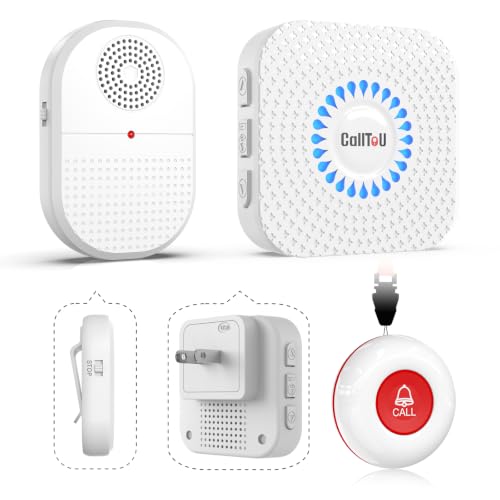 Wireless Caregiver Pager Call Button for Hard of Hearing Waterproof 500+ FT Nurse Alert System Elderly Monitoring Patient