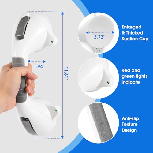 Suction Grab Bar with Safety Indicator for Bathtub Shower Bathroom