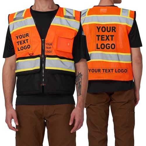 High Vis Reflective Safety Vest for Men Women Zipper Ipad Pockets Mesh Construction Apparel Neon Vest for Work