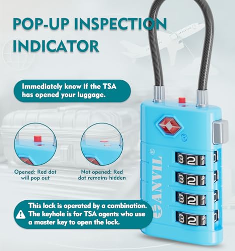 TSA Approved Luggage Locks with Search Alert Indicator