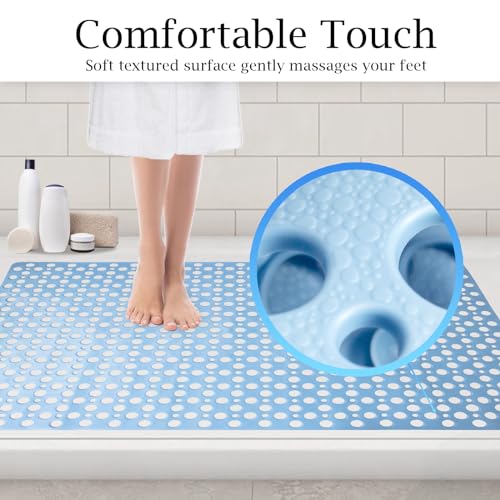 Large Shower Mat Non Slip TPE Bathtub Mat Suction Cups