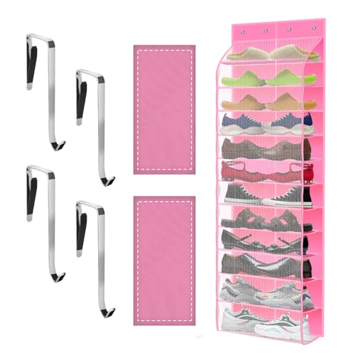 Over The Door Shoe Organizer with 12 Large Breathable Pockets