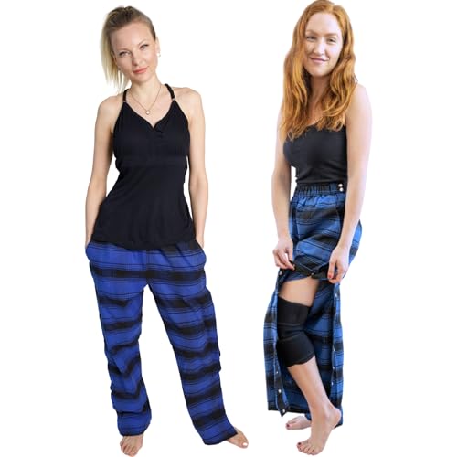 Unisex Tearaway Post Surgery Recovery Pajama Pants with Side Snaps & Pockets