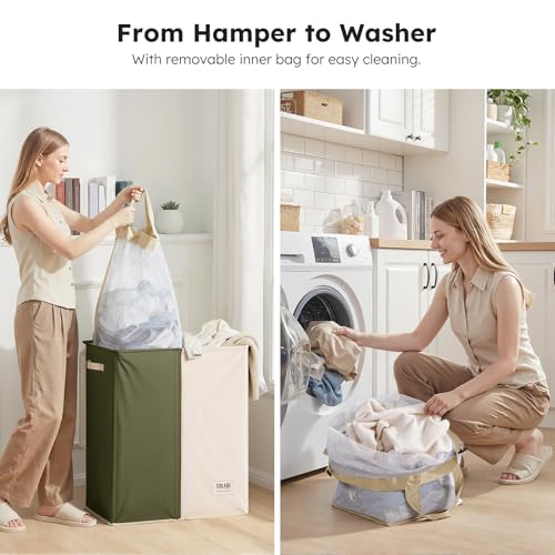 Double Laundry Hamper with Lid and Handle