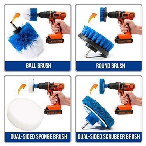 4 Piece Scrub Brush Power Drill Attachments
