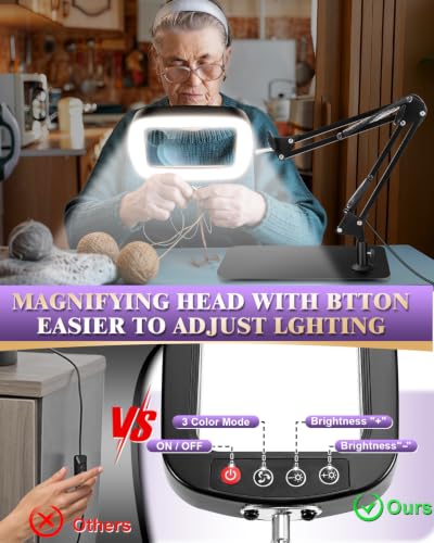 10X 30X Large Magnifying Glass with Light and Stand