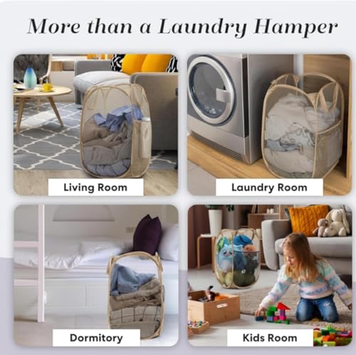 Collapsible Mesh Pop Up Hamper with Side Pocket