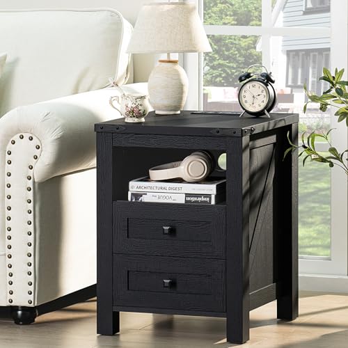 Farmhouse Nightstand with Charging Station and USB Port