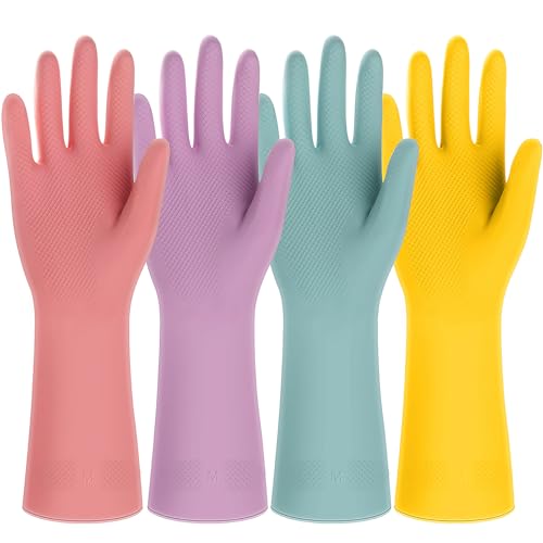 4 Pairs Rubber Kitchen Dishwashing Gloves