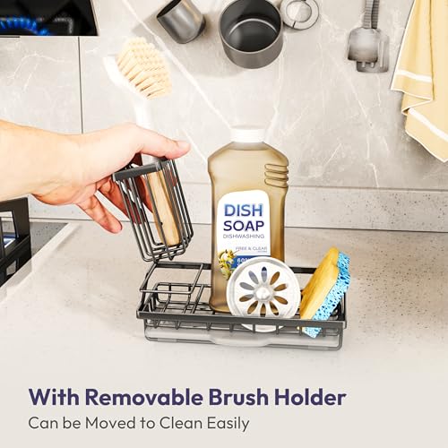 Sink Caddy Kitchen Sink Organizer with Detachable Brush Holder