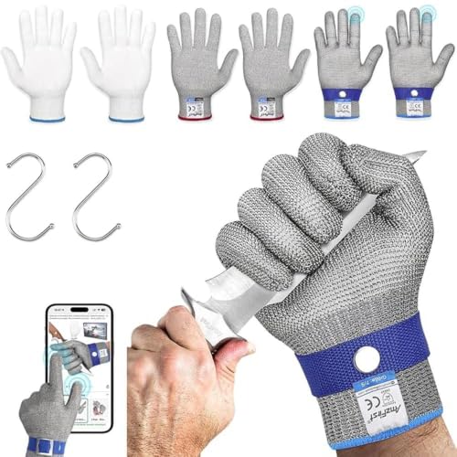 Cut Resistant Gloves Food Grade & Stainless Steel Mesh for Oyster Shucking Butcher Kitchen Meat and Fish Slicing