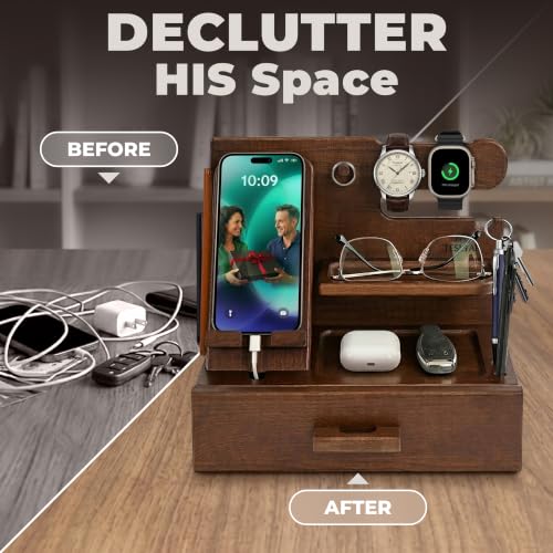 Wood Phone Docking Station with Drawer