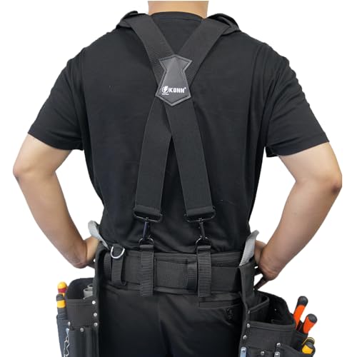 Tool Belt Suspenders Removable Padded Shoulder Work Suspenders with 4Pcs Attachment Loops