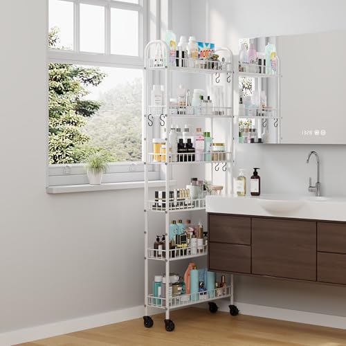 6 Tier Slim Storage Cart with Wheels