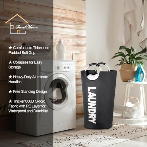 Large Laundry Basket Collapsible Laundry Hamper Tall Clothes Baskets Folding Washing Bin Foldable Fabric Hamper Bags for Bedroom Laundry Room Closet Bathroom College