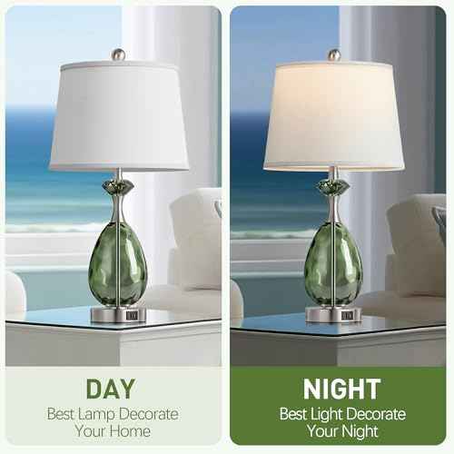 Coastal Glass Table Lamps Set of 2