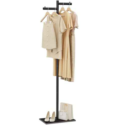 Freestanding Metal Coat Racks with Natural Rock Base