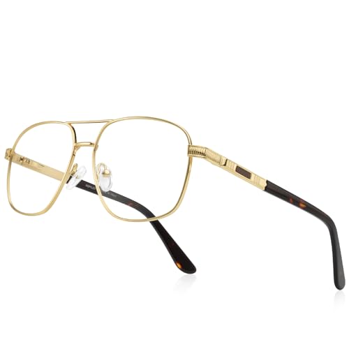 RBPilot Square Metal Aviator Reading Glasses for Men
