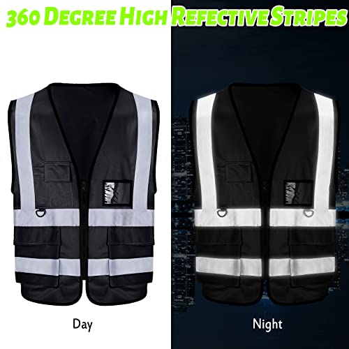 Reflective Safety Vests with Pockets and Zipper