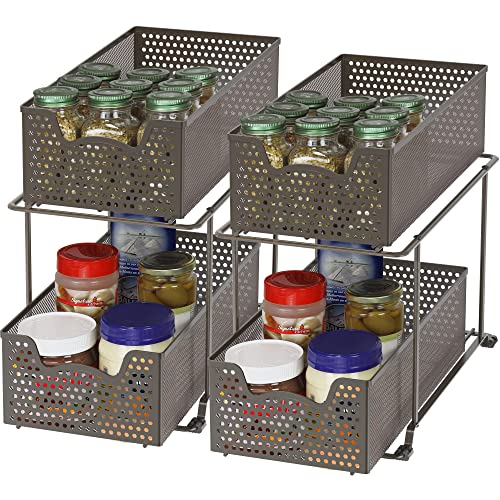 2 Tier Sliding Cabinet Basket Organizer Drawer