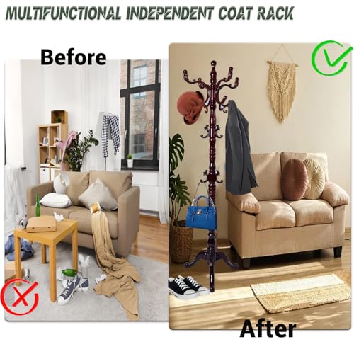 73" Wooden Coat Rack Stand