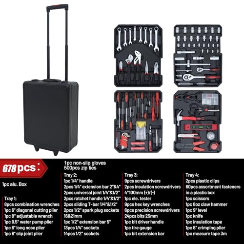 Complete Home Tool Set Versatile Rolling Tool Kit