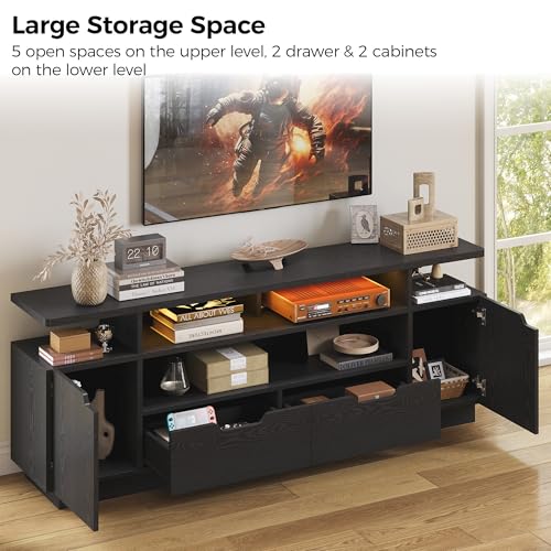 TV Stand for TVs 85 inch with Power Outlet and LED Lights