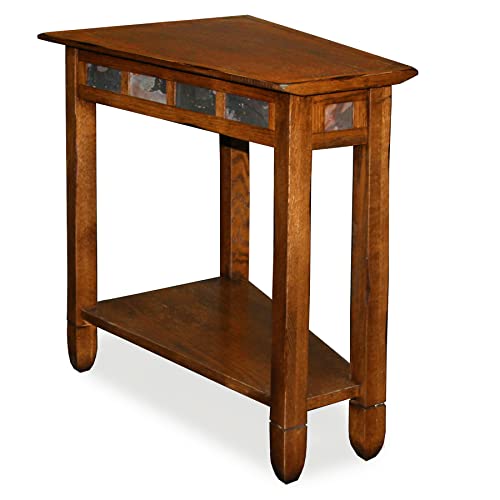 Laurent Solid Wood Recliner Wedge End Side Table with Shelf