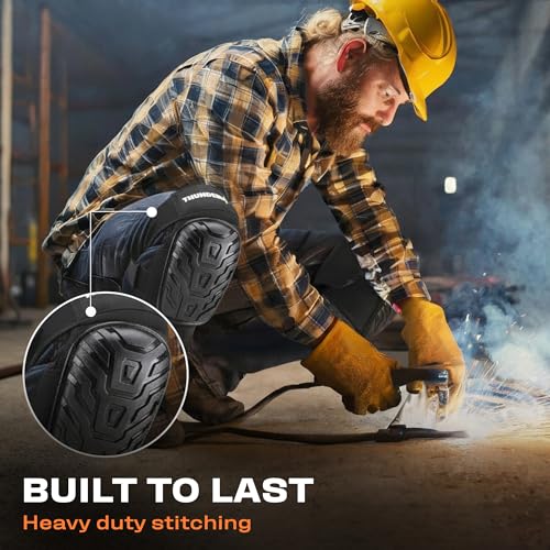 Knee Pads for Men Construction Knee Pads for Work for Men and Women with Double Gel for Gardening Flooring Roofing Heavy Duty with Extra Thick Foam and Strong Adjustable Non