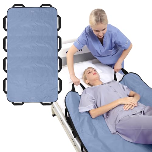Bed Positioning Pad with Reinforced Handles 63" x 40" Washable Patient Transfer Slide Sheet for Body Lifting
