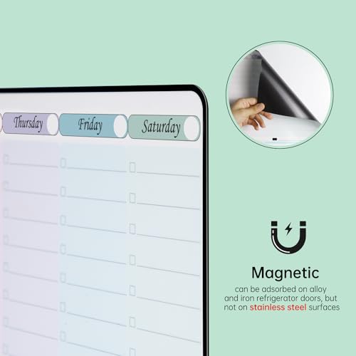 Magnetic Dry Erase Weekly Planner with Hourly Time Slots Whiteboard Calendar for Fridge