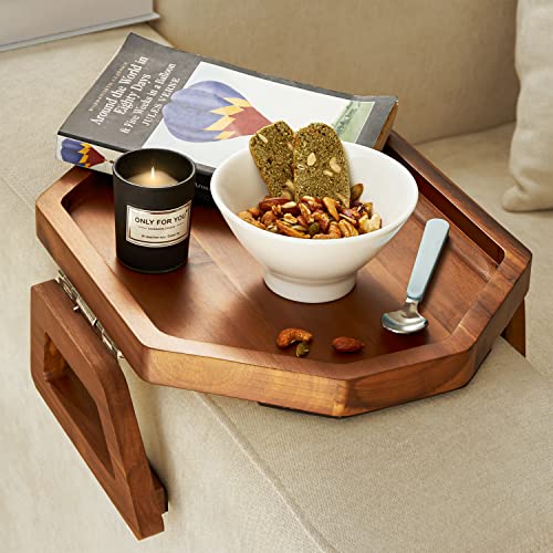 Octagonal Acacia Sofa Arm Tray