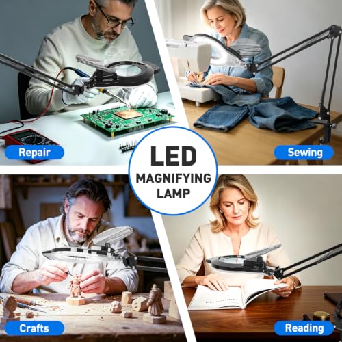 KIRKAS LED Magnifying Lamp with Clamp