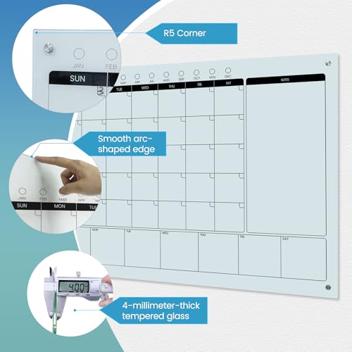 Magnetic Glass Writeboard Tempered Glass Dry Erase Boards Wall Mounted Frameless Whiteboard Bulletin Message Boards