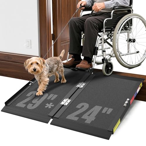 Folding Handicap Wheelchair Ramp with Support Legs for Doorways