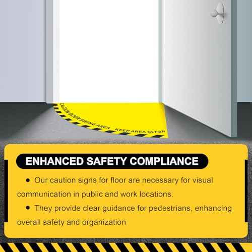 Door Swing Caution Floor Sign for Safety Warning Door Swing Area Keep Area Clear Floor Signs Vinyl Non Slip Surface
