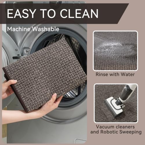 Kitchen Rugs Non Slip Washable Kitchen Mat for Floor Khaki 17"x71"