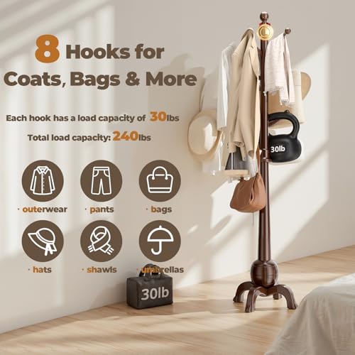 Coat Rack Freestanding with 8 Hooks