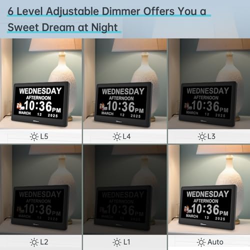 Digital Dementia Clock for Seniors Elderly Extra Large with Date Day and Time Display