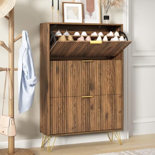 Shoe Storage Cabinet with 3 Flip Drawers