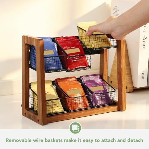 Tea Bag Organizer with 6 Tea Baskets