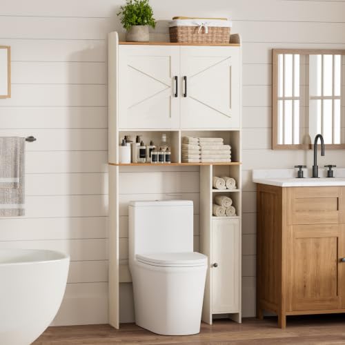 Over The Toilet Storage Cabinet with 2 Door and Toilet Paper Holder Stand